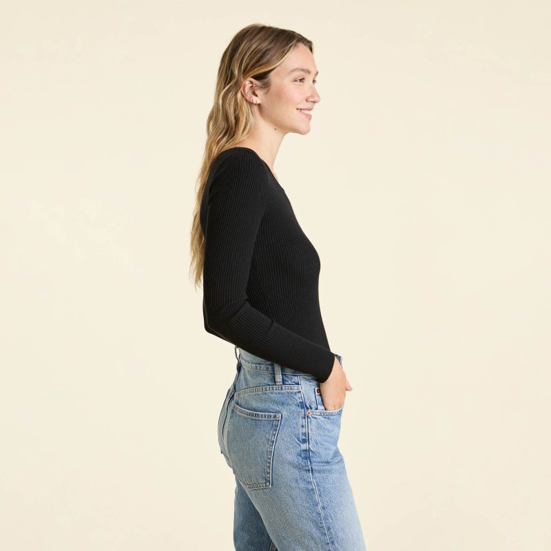 NUD705 W 073 Sweater Bodysuit black sweater OM Side Crop 1