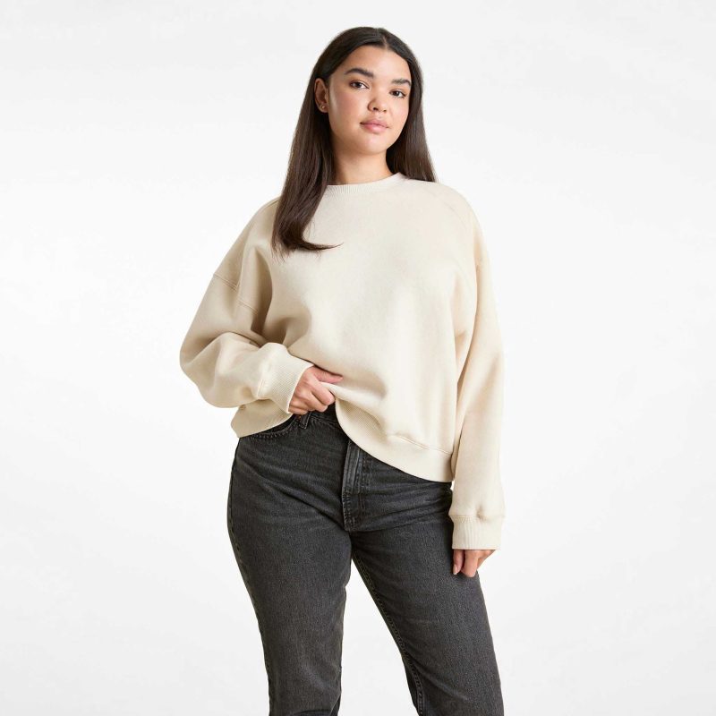 NUD727 W 109 Womens Crewneck Sweatshirt bone cotton OM Front Crop 1 3f4bc9df ce11 4385 a44e a32acc41dbea