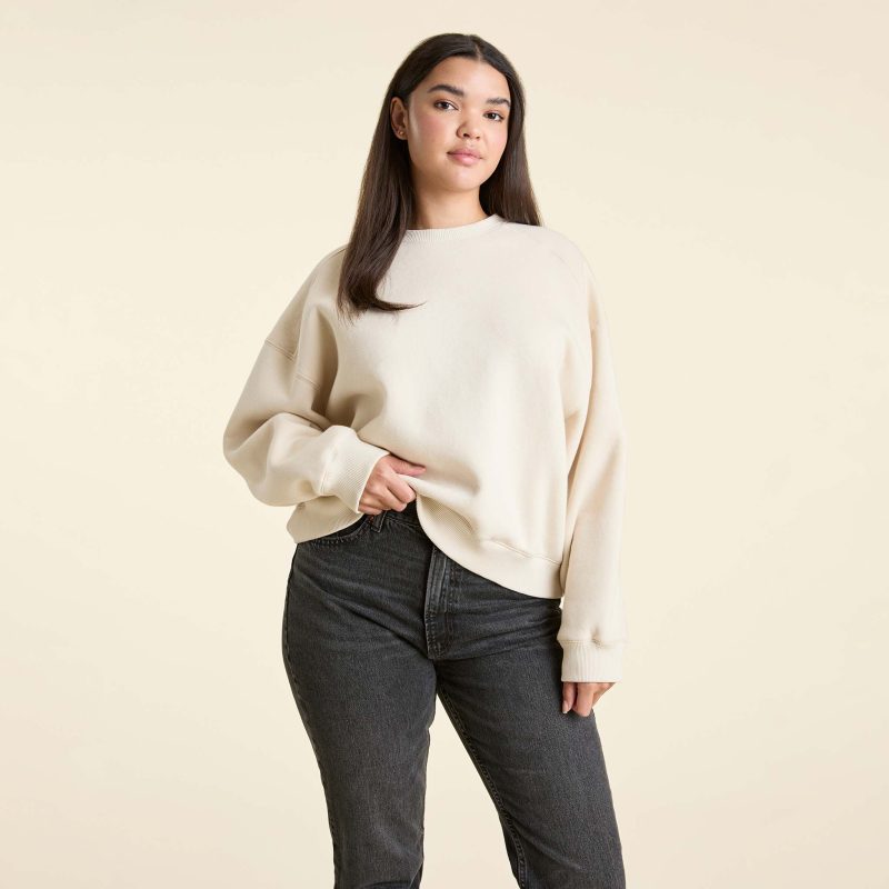 NUD727 W 109 Womens Crewneck Sweatshirt bone cotton OM Front Crop 1 4633356a 8c13 46dc a158 d793d50ef4c2