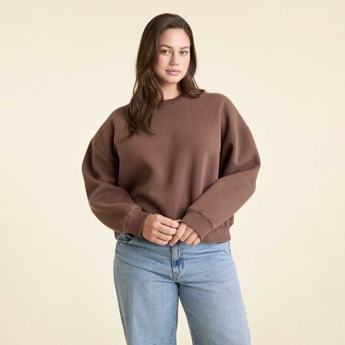 NUD730 W 109 Womens Crewneck Sweatshirt coffee cotton OM Front Crop 1 a6548dc0 8cd1 443a ab7c 263183aa6e1d