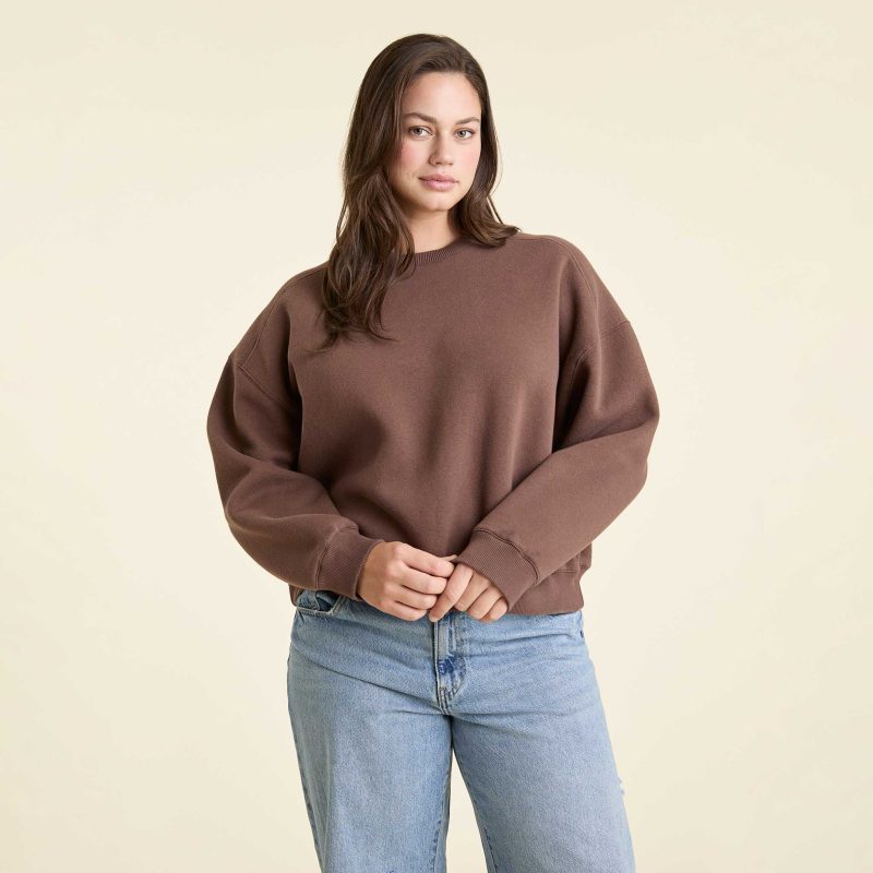 NUD730 W 109 Womens Crewneck Sweatshirt coffee cotton OM Front Crop 1 a6548dc0 8cd1 443a ab7c 263183aa6e1d