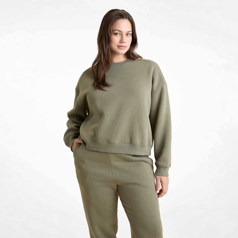 NUD734 W 109 Womens Crewneck Sweatshirt olive cotton OM Front Crop 1 14bc6f52 0180 407a b50c 8c9f37afe6c3