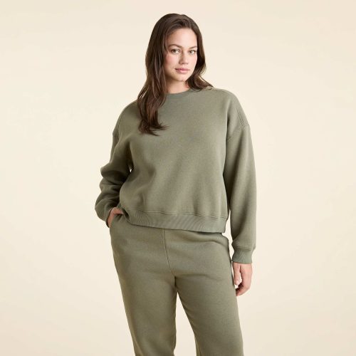 NUD734 W 109 Womens Crewneck Sweatshirt olive cotton OM Front Crop 1 633a6459 bb7f 4bf5 9767 930ee053dd0e