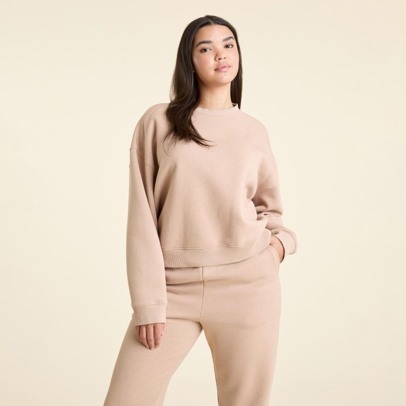 NUD735 W 109 Womens Crewneck Sweatshirt sand cotton OM Front Crop 1 4653a574 09c4 4437 88b8 e8d026aae2d5