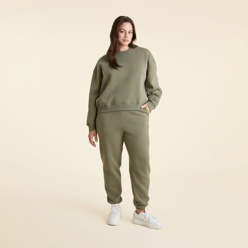 NUD744 W 183 Womens Sweatpants olive cotton OM Full Front 1