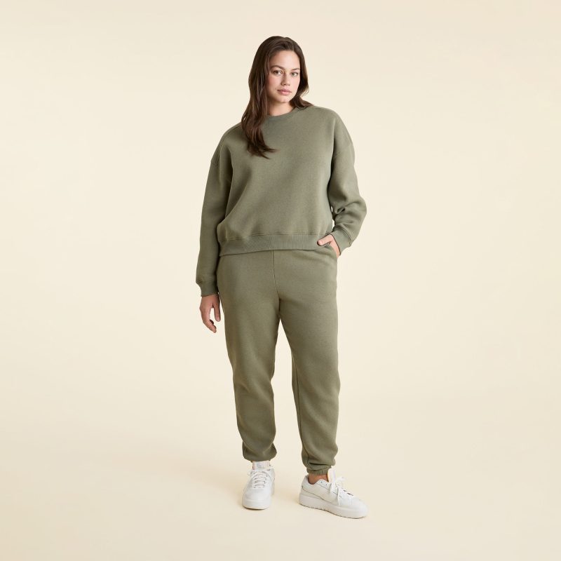 NUD744 W 183 Womens Sweatpants olive cotton OM Full Front 1