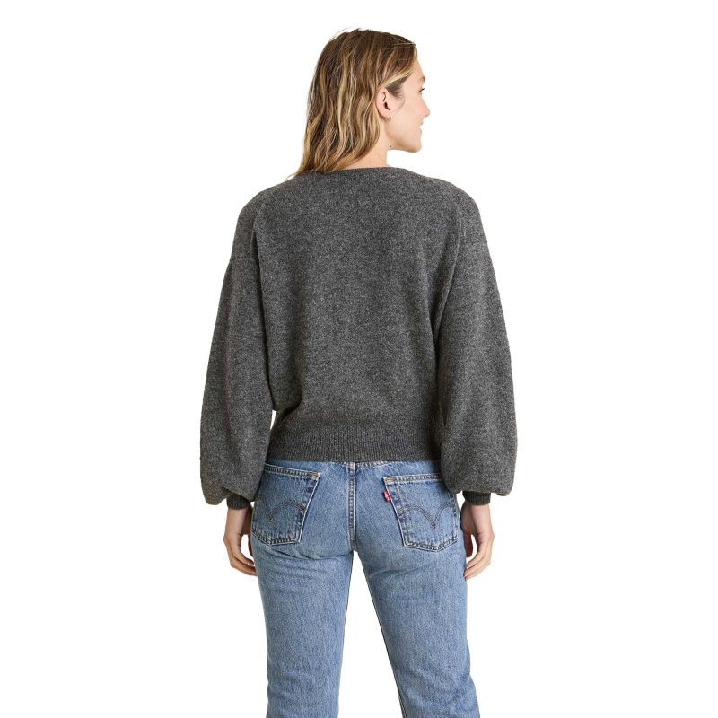 NUD749 W 187 Wrap Sweater Heather Charcoal OM Back Crop 1