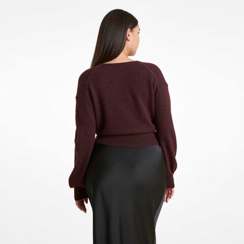 NUD751 W 187 Wrap Sweater Merlot OM Back Crop 1