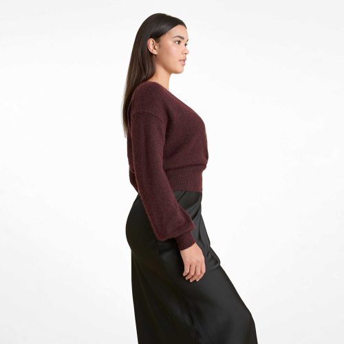 NUD751 W 187 Wrap Sweater Merlot OM Side Crop 1