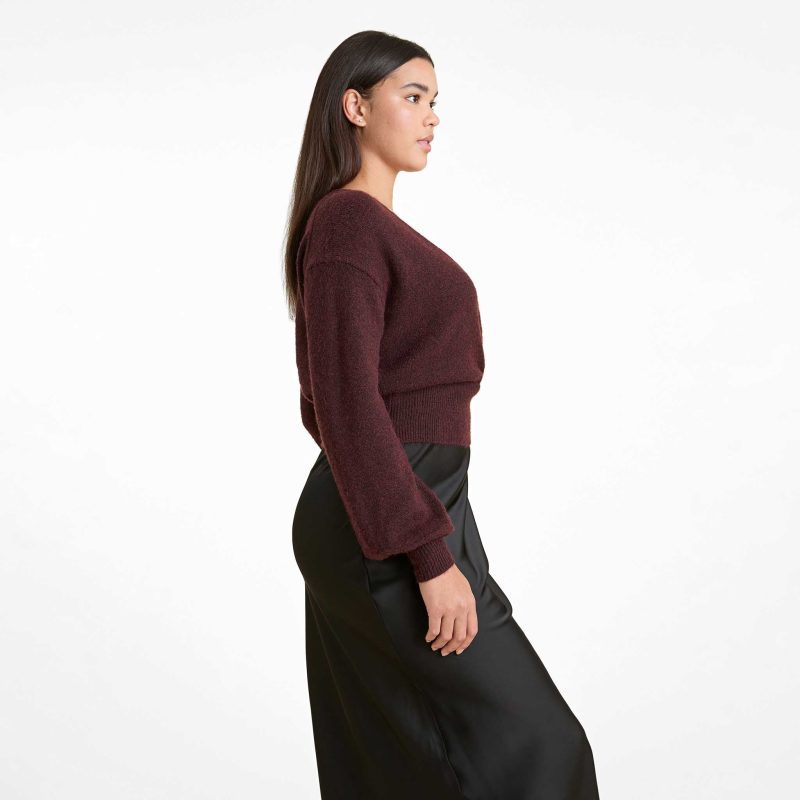 NUD751 W 187 Wrap Sweater Merlot OM Side Crop 1