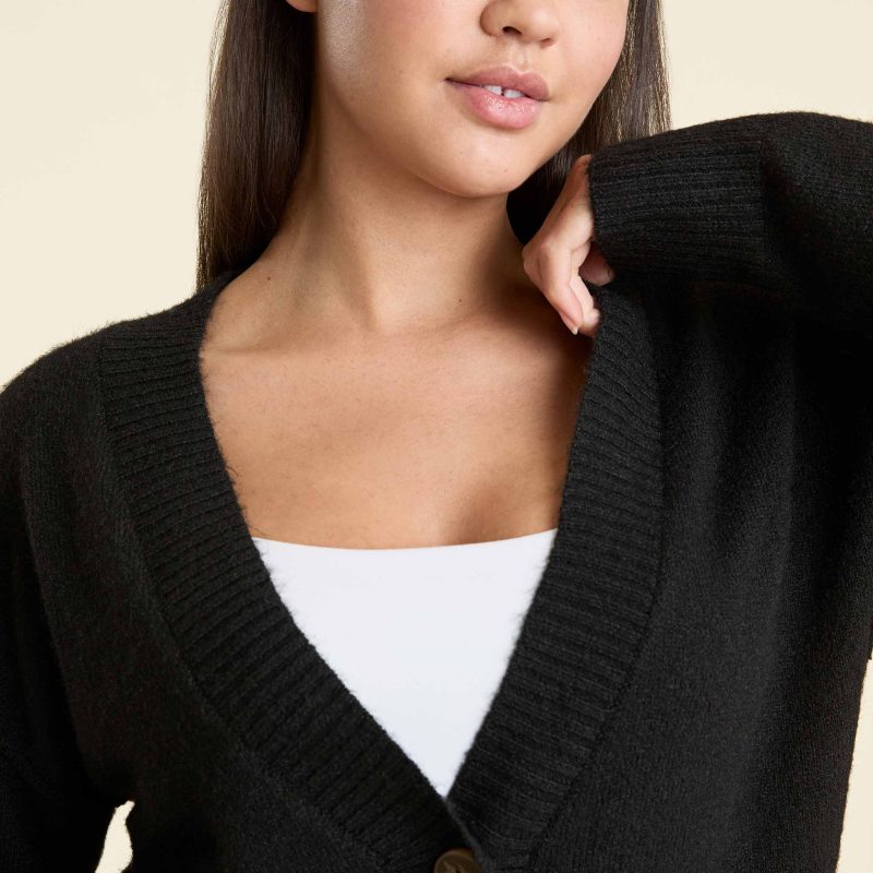 NUD752 W 191 Cardigan black cozy knit OM Alt Crop 1