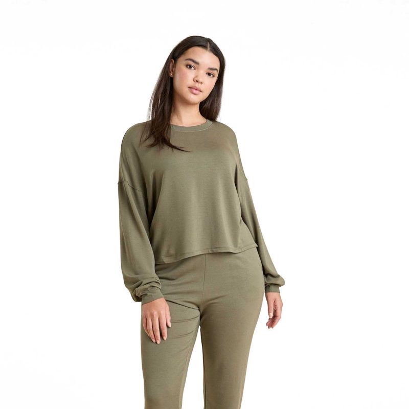 NUD765 WS 100 101 Modal Sweater Set Dark Olive OM Full Front 1 c322287c 7389 473a b250 7598f75848af