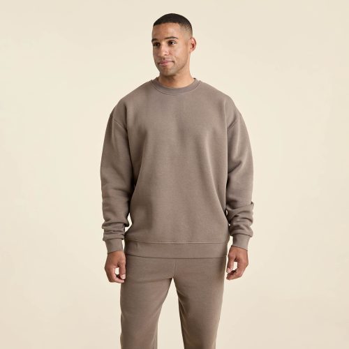 NUD795 M 011 Mens Crewneck Sweatshirt mocha cotton OM Front Crop 1 6530c703 d86b 4cdd b3e6 8ab6b130df84