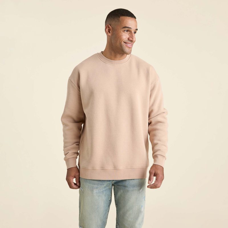 NUD797 M 011 Mens Crewneck Sweatshirt sand cotton OM Front Crop 1 ee462e7b 2138 4fc0 bb41 064ca6a354c1