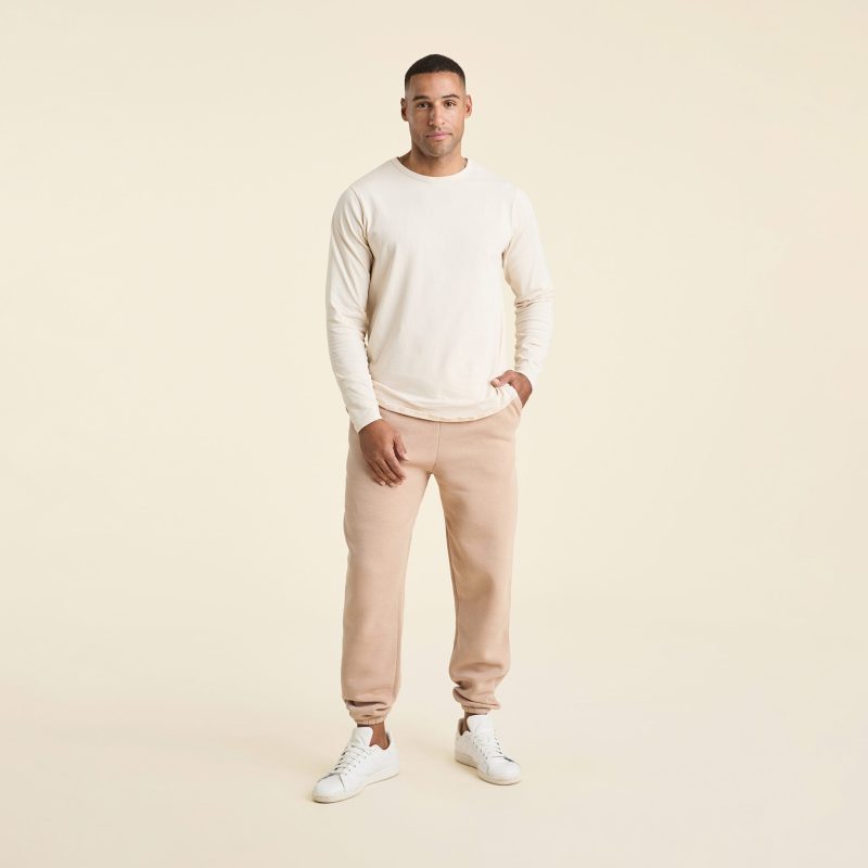 NUD805 M 012 Mens Sweatpants sand cotton OM Full Front 1