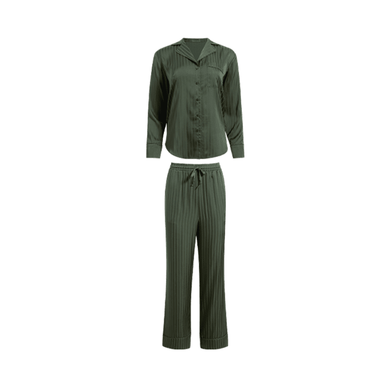 NUD858 WS 081 082 Satin Pajama Set Evergreen GH Front