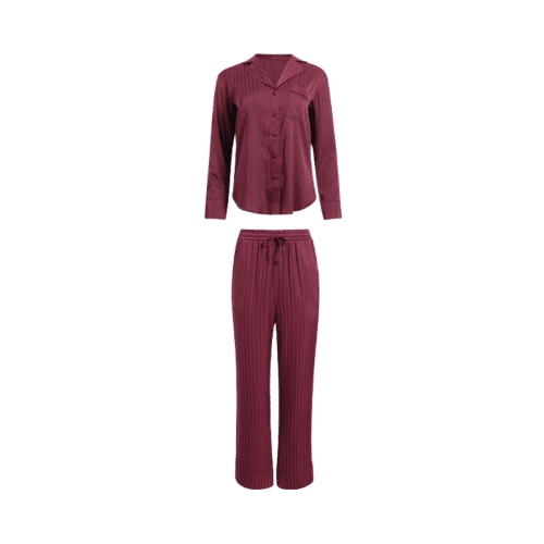 NUD859 WS 081 082 Satin Pajama Set Merlot GH Front