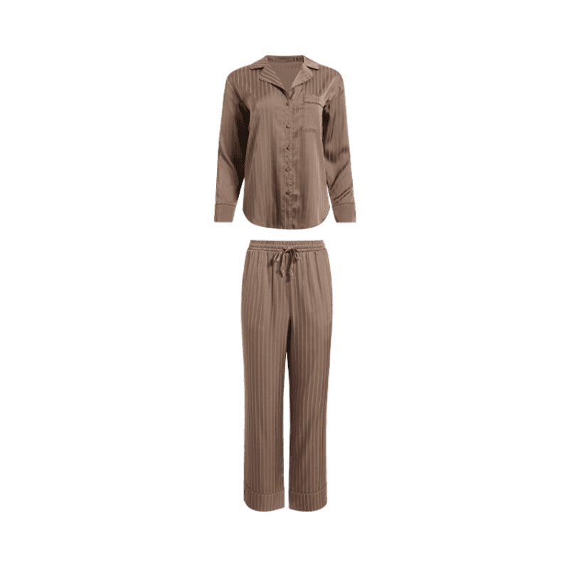 NUD860 WS 081 082 Satin Pajama Set Mocha GH Front