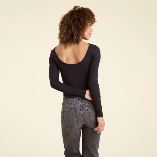 NUD870 W 199 Open Back Slinky Rib Black OM Back Crop 1