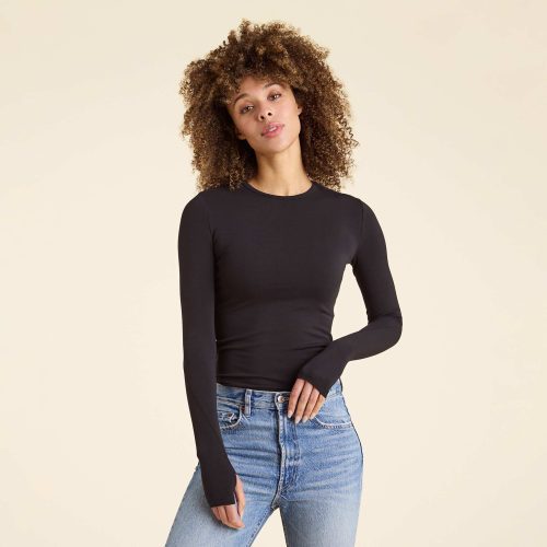 NUD903 W 246 Long Sleeve Seamed Tee Black OM Front Crop 1 e2eedf17 9c49 49ed 918c db0cf6f0cf50