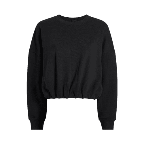 NUD907 W 067 Cinched Waist Sweatshirt black cotton GH Front 1