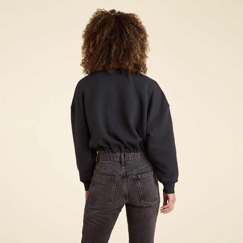 NUD907 W 067 Cinched Waist Sweatshirt black cotton OM Back Crop 1