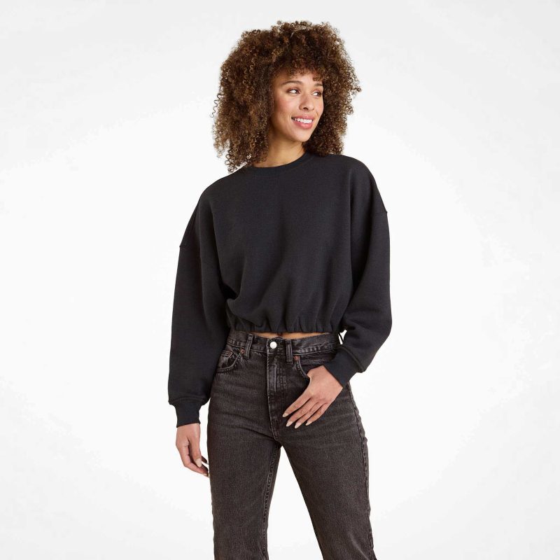 NUD907 W 067 Cinched Waist Sweatshirt black cotton OM Front Crop 1 538124b3 6fd8 42b0 8c38 ee2448f6941f