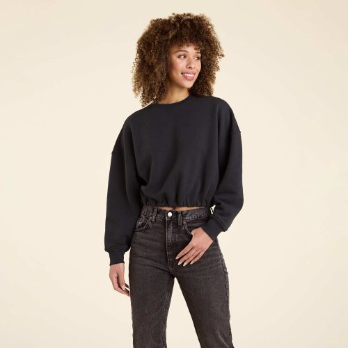 NUD907 W 067 Cinched Waist Sweatshirt black cotton OM Front Crop 1 61680787 662c 430a a644 06adccb2c118