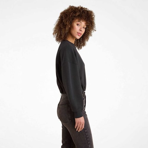 NUD907 W 067 Cinched Waist Sweatshirt black cotton OM Side Crop 1 2227e893 3cd6 4886 9b6d a806f599aaa9