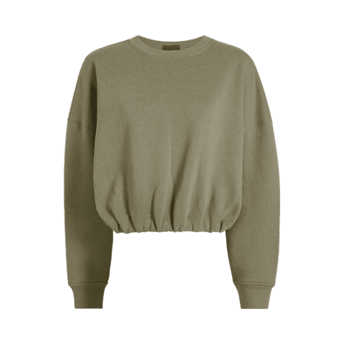 NUD908 W 067 Cinched Waist Sweatshirt olive GH Front 1