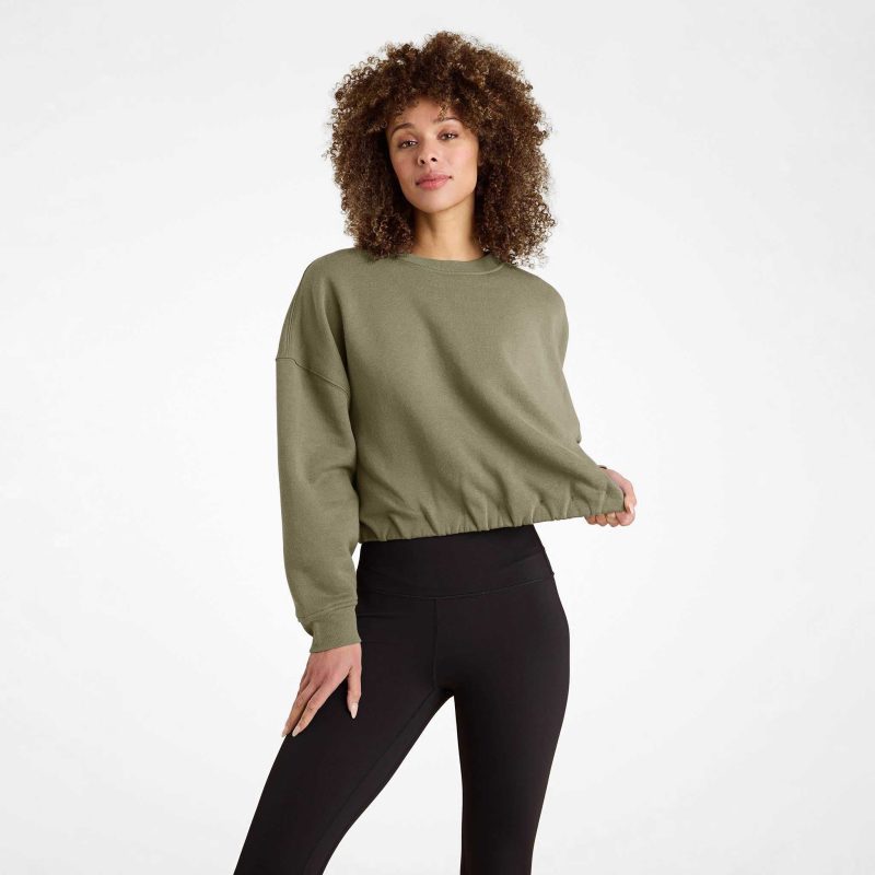 NUD908 W 067 Cinched Waist Sweatshirt olive OM Front Crop 1 6d58d972 d83b 4758 8069 55587cea0e34