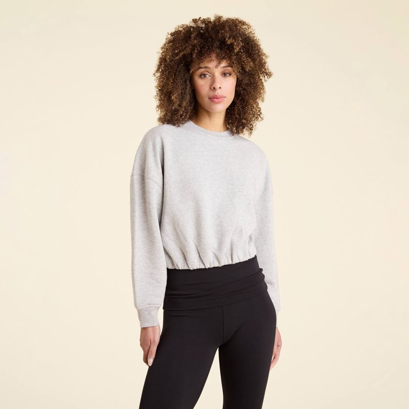 NUD909 W 067 Cinched Waist Sweatshirt heather grey OM Front Crop 1 e25f83a2 bc67 4537 98da 8a8eb391f29f