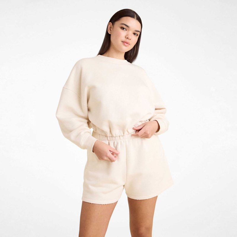 NUD910 W 067 Cinched Waist Sweatshirt heather bone OM Front Crop 1 aff6f5dc aa71 42aa a563 6413c3c2e778