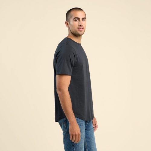 SHORT SLEEVE CURVED HEM T SHIRT BLACK 3