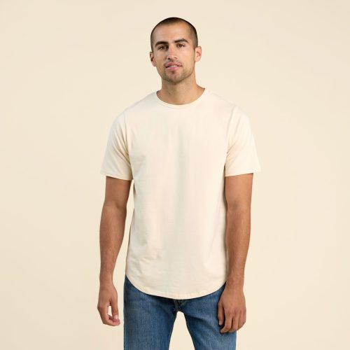 SHORT SLEEVE CURVED HEM T SHIRT BONE 1