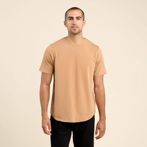 SHORT SLEEVE CURVED HEM T SHIRT CINNAMON 1