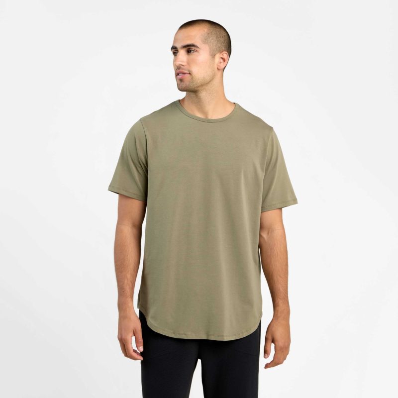 SHORT SLEEVE CURVED HEM T SHIRT OLIVE 1 f9b50c18 e7e3 4066 84b1 b0cecf36006b