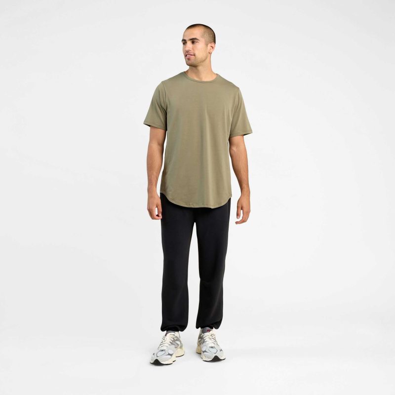 SHORT SLEEVE CURVED HEM T SHIRT OLIVE 2 8f7ea428 b93e 4fe7 a6c3 f07e5b25100a