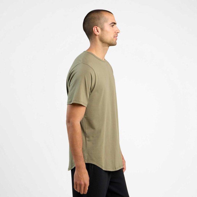 SHORT SLEEVE CURVED HEM T SHIRT OLIVE 3 9db18c75 daa6 42d4 9161 b235ad4059a0