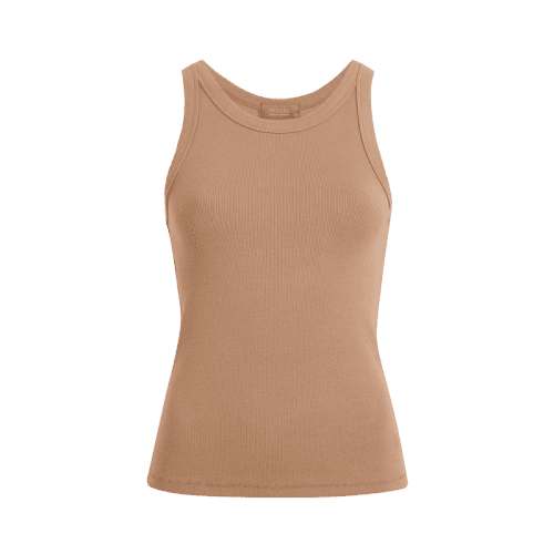 TNS095 W 011 Essential Ribbed Tank CINNAMON OM Front 1