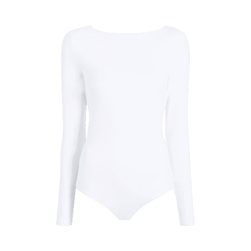 TNS124 W 080 Open Back Bodysuit White OM Front 1