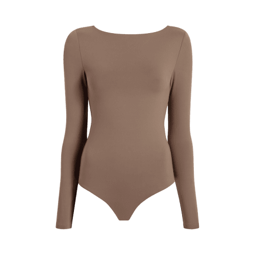 TNS126 W 080 Open Back Bodysuit Mocha OM Front 1