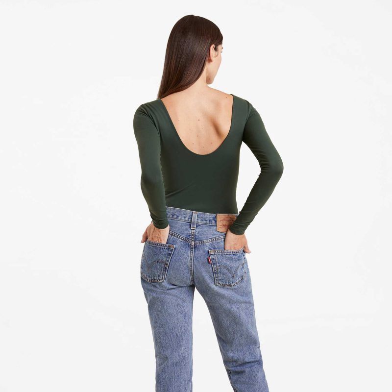 TNS129 W 080 Open Back Bodysuit Evergreen OM Back Crop 1 099c801c a847 4cca 99d0 363a85205048