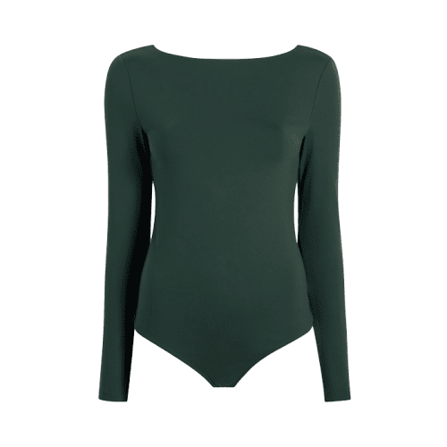 TNS129 W 080 Open Back Bodysuit Evergreen OM Front 1