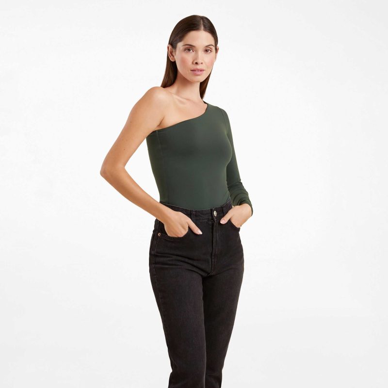 TNS135 W 084 One Shoulder Bodysuit Evergreen OM Full Crop 1 587ec4f7 b526 419e 9cda fc796ea52aa9