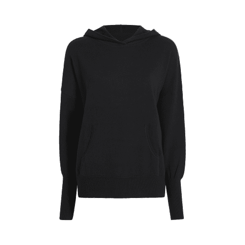 TNS150 W 048 Cozy Knit Hoodie Black OM Front 1