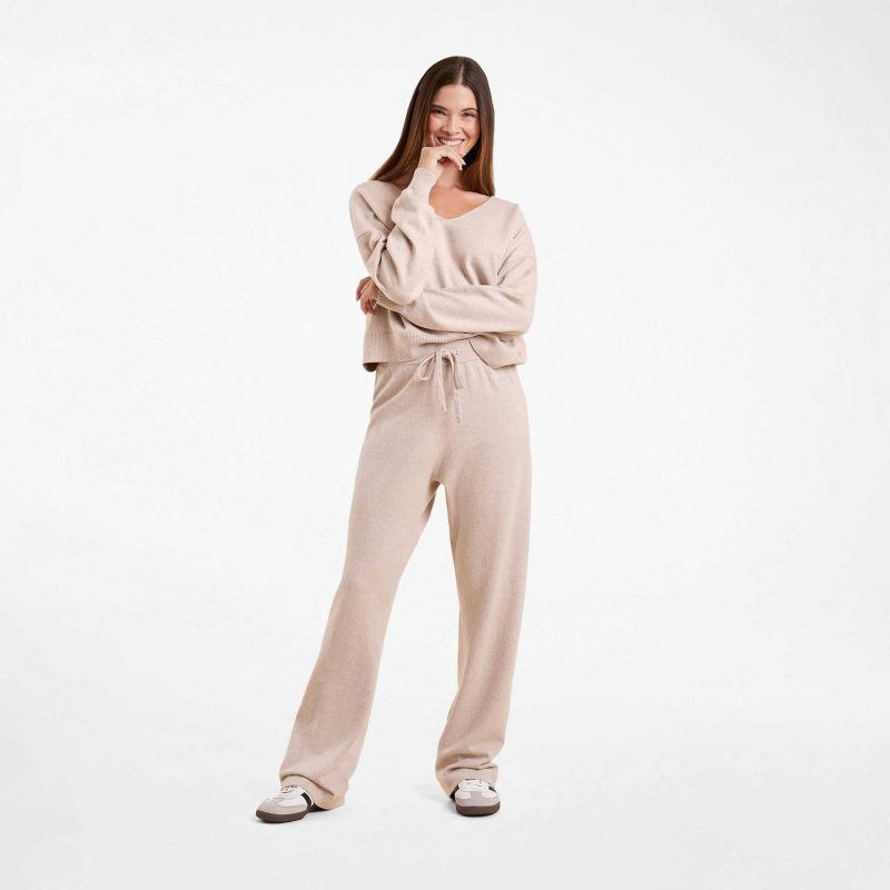 TNS156 W 049 Cozy Knit Wide Leg Pant Doe OM Full Front 1 20c78368 2621 45df 9c65 6b3b5b93dc5b