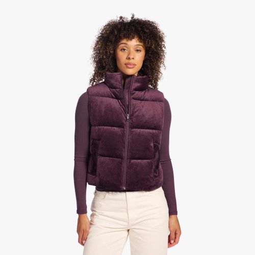 Ribbed Velour Puffer Vest